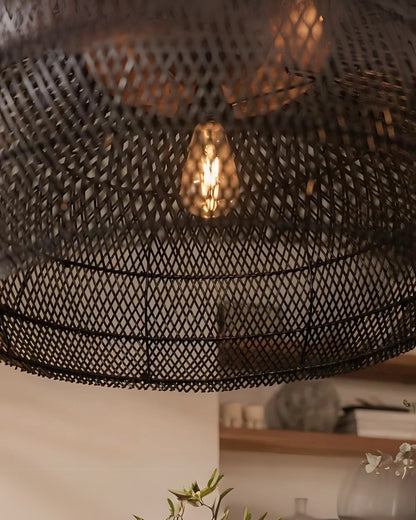 Handgeweven rotan hanglamp in boho stijl – natuurlijke plafondlamp voor eetkamer en woonkamer met warme lichtuitstraling