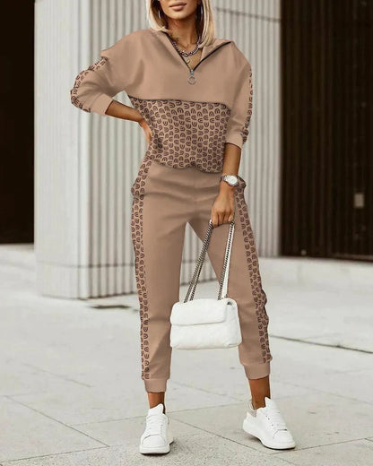 Dames Joggingpak Zacht - Monogram Co-ord Set Sportief