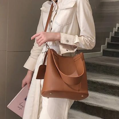 Dames Tasenset 2-Delig Lederlook Stijlvolle Handtas