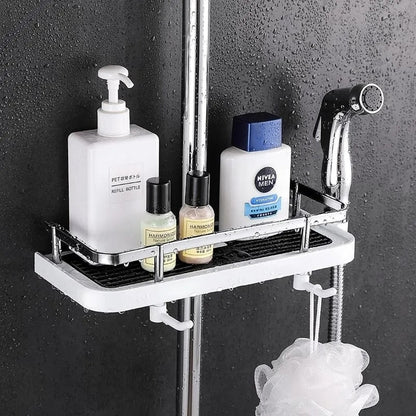 Verstelbare douche organizer voor douchestang zonder boren met haken en snelle waterafvoer