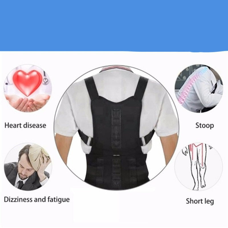 Magnetische Rugband Verstelbaar Zwart Wit Houdingscorrectie Unisex voor Thuis Kantoor Dagelijks Gebruik