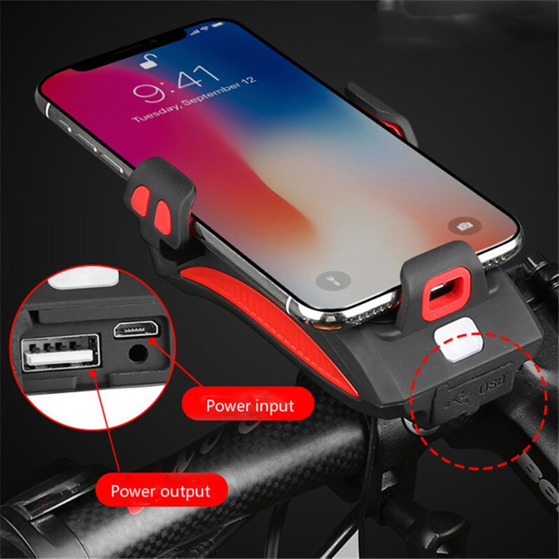 Fietslamp Telefoonhouder Powerbank 4000mAh 400 Lumen Met Claxon