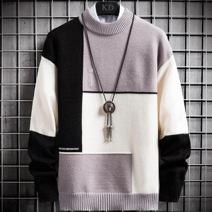 Heren Sweatshirt Warm Patchwork Design