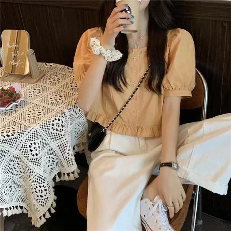 Vrouwelijke Zomer Blouse van Glanzend Katoen