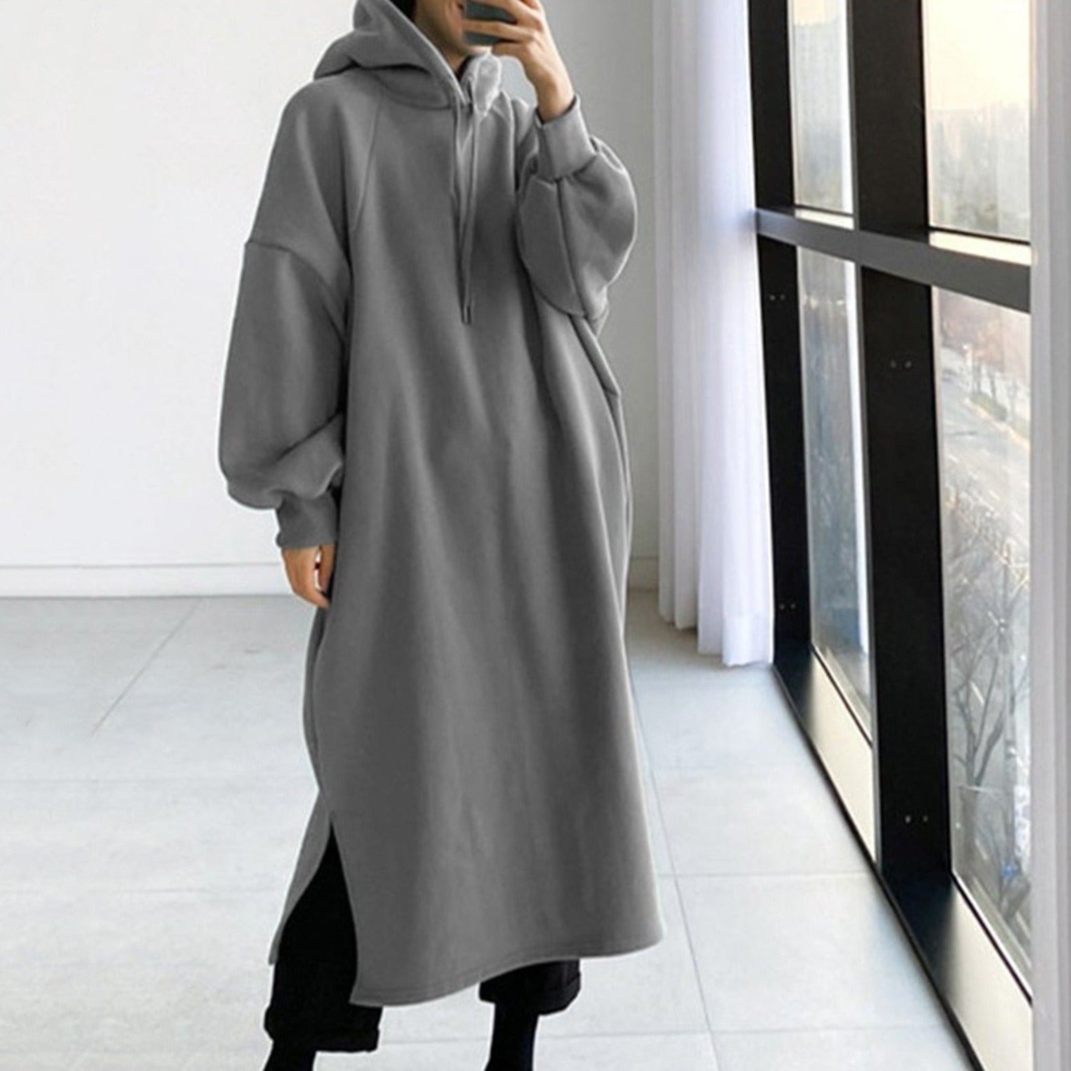 Lange Sweatshirt met Kap en Mouwen Warm en Comfortabel - StudioMarella