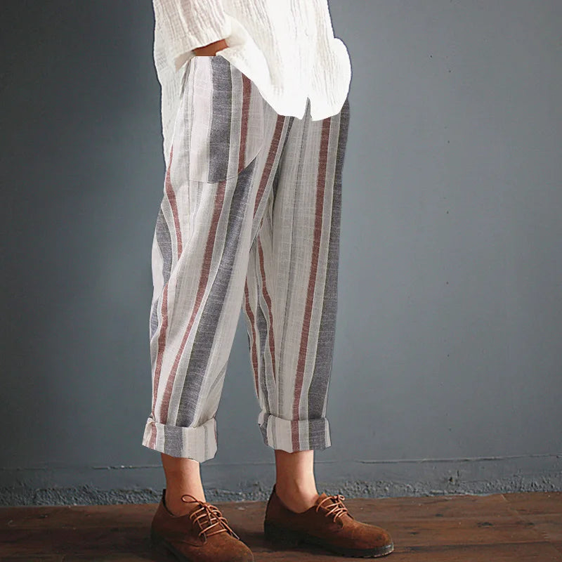 Vrouwelijke Linnen Broek Zomer Comfortabel Oversized Katoen
