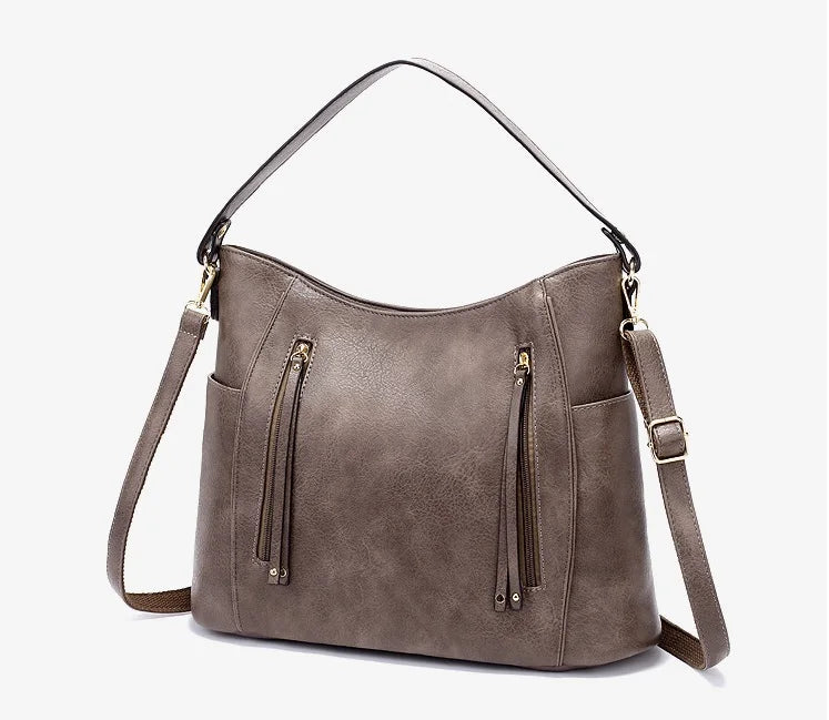 Lederen Dameshandtas Olive Groen Vintage Stijl