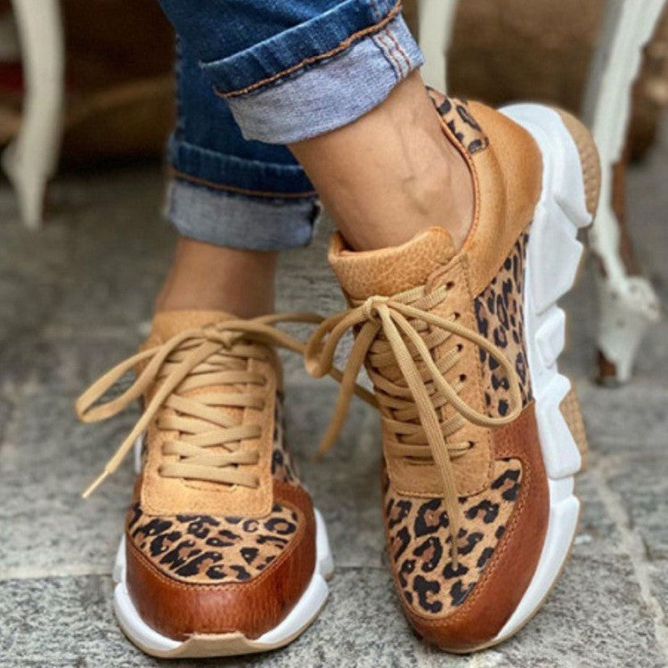 Luipaard Print Sneaker High Top Met Veterslot