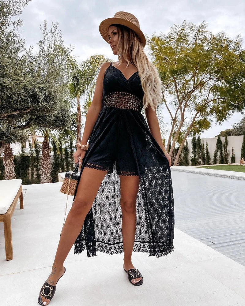 Jumpsuit met Kant Print voor Vrouw Zomerjurk