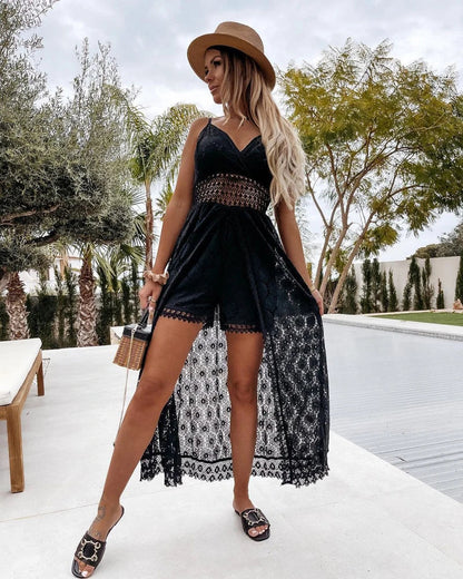 Jumpsuit met Kant Print voor Vrouw Zomerjurk