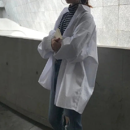Dames Oversized Blouse Wit Los Vrouwen Bloes