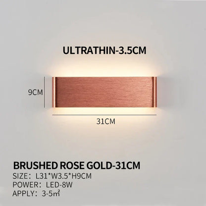 Ultra-dunne design wandlamp APHRODITE — moderne aluminium LED-wandverlichting met acryl kap