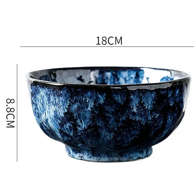 10-Delig Serviesgoed Set Melkwegstelsel Design Blauw Keramiek voor Dagelijks Gebruik en Feestdagen
