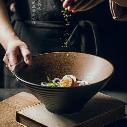 Ramenkom keramiek 18 cm Japans design soepkom noedelkom rijstkom servies keuken handgemaakt
