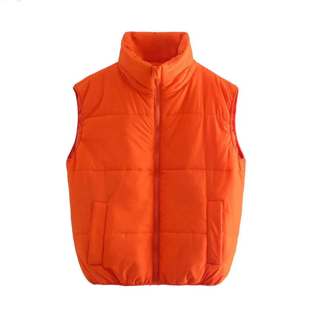 Dames Bodywarmer Oranje Gewatteerd Mouwloos