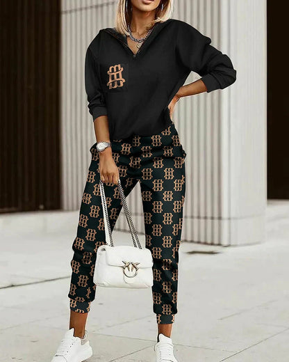 Dames Joggingpak Zacht - Monogram Co-ord Set Sportief