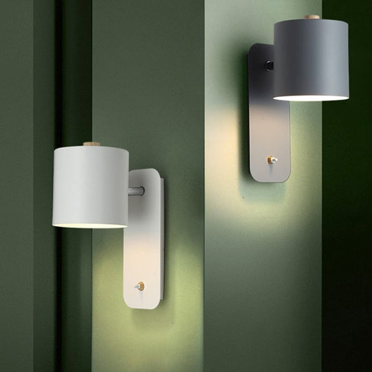 Wandlamp Led Metaal Draaibaar Schakelaar Wit Grijs Groen Slaapkamer Woonkamer Gang Modern
