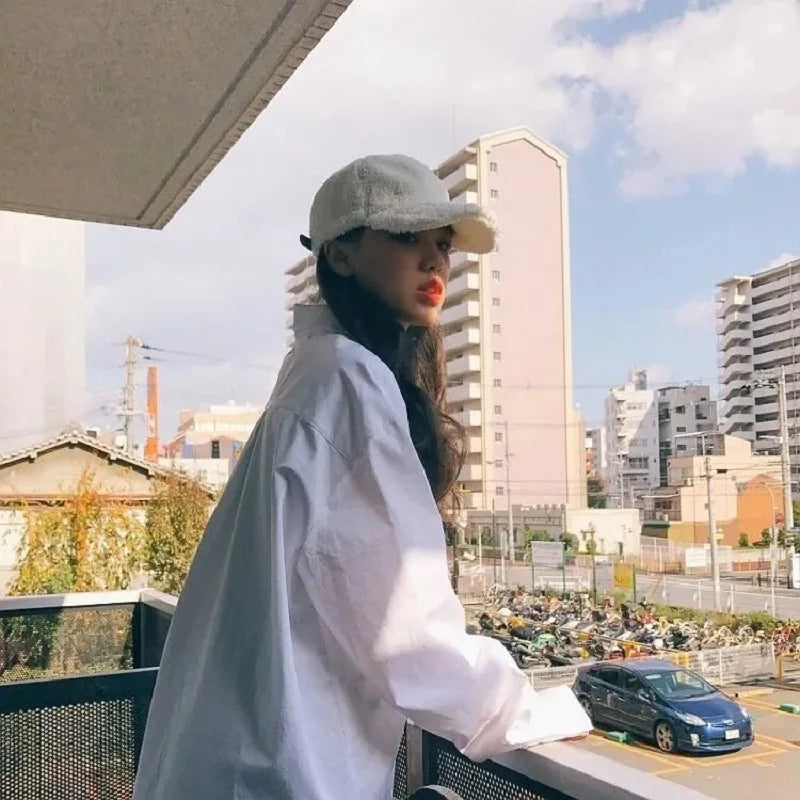 Dames Oversized Blouse Wit Loose Fit