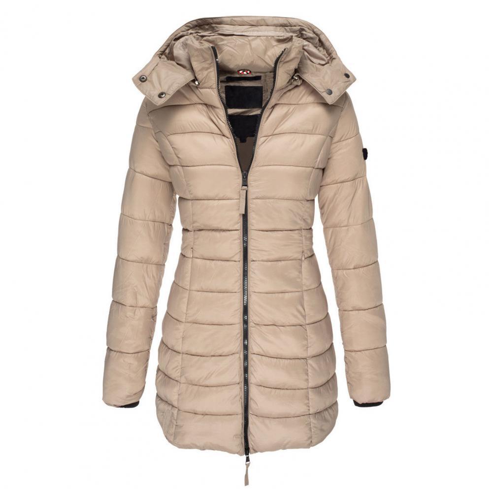 Dames Winterjas Lange Warme Gewatteerde Jas Met Capuchon