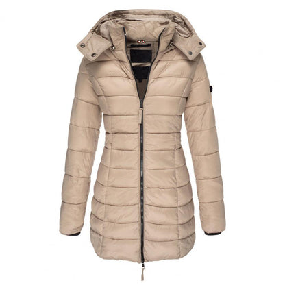Dames Winterjas Lange Warme Gewatteerde Jas Met Capuchon