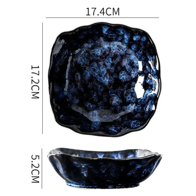 Serviesset 10-delig Keramiek Blauw Nebula Sterrenmotief Vaatwasmachinebestendig Magnetronbestendig Tafelaccessoires