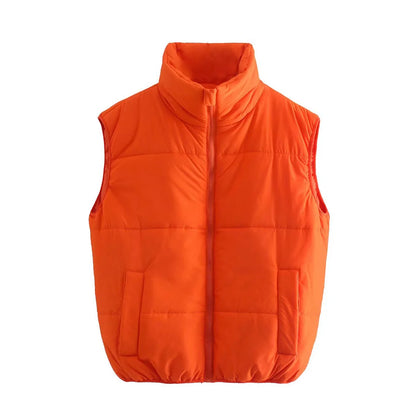 Dames Bodywarmer Oranje Gewatteerd Mouwloos