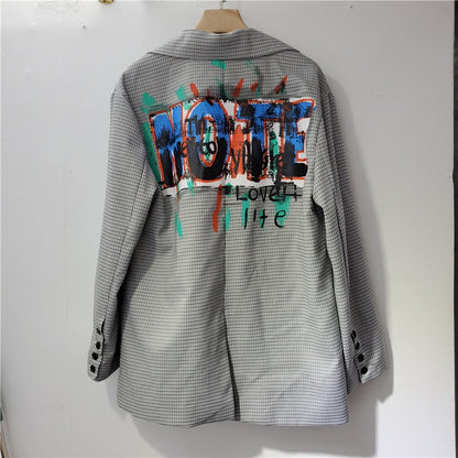 Oversized Blazer met Leuke Tekst wordt: Oversized Blazer met Grappige Print - StudioMarella
