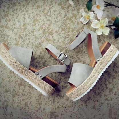 Dames Plateau Sandalen met Verstelbaar Enkelbandje | Zomerse Sleehak Schoenen met Open Teen voor Dagelijks Gebruik