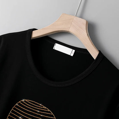Zomer T-shirt met Glitter Effect Diamond Motief