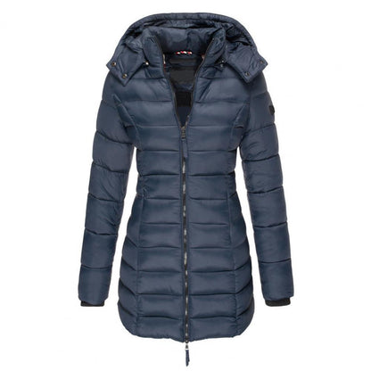 Dames Winterjas Lange Warme Gewatteerde Jas Met Capuchon