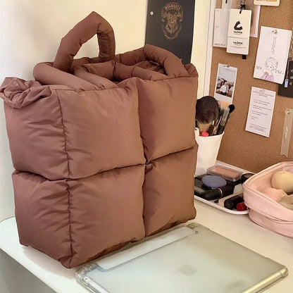 Witte Winter Tote Tas Grote Capaciteit