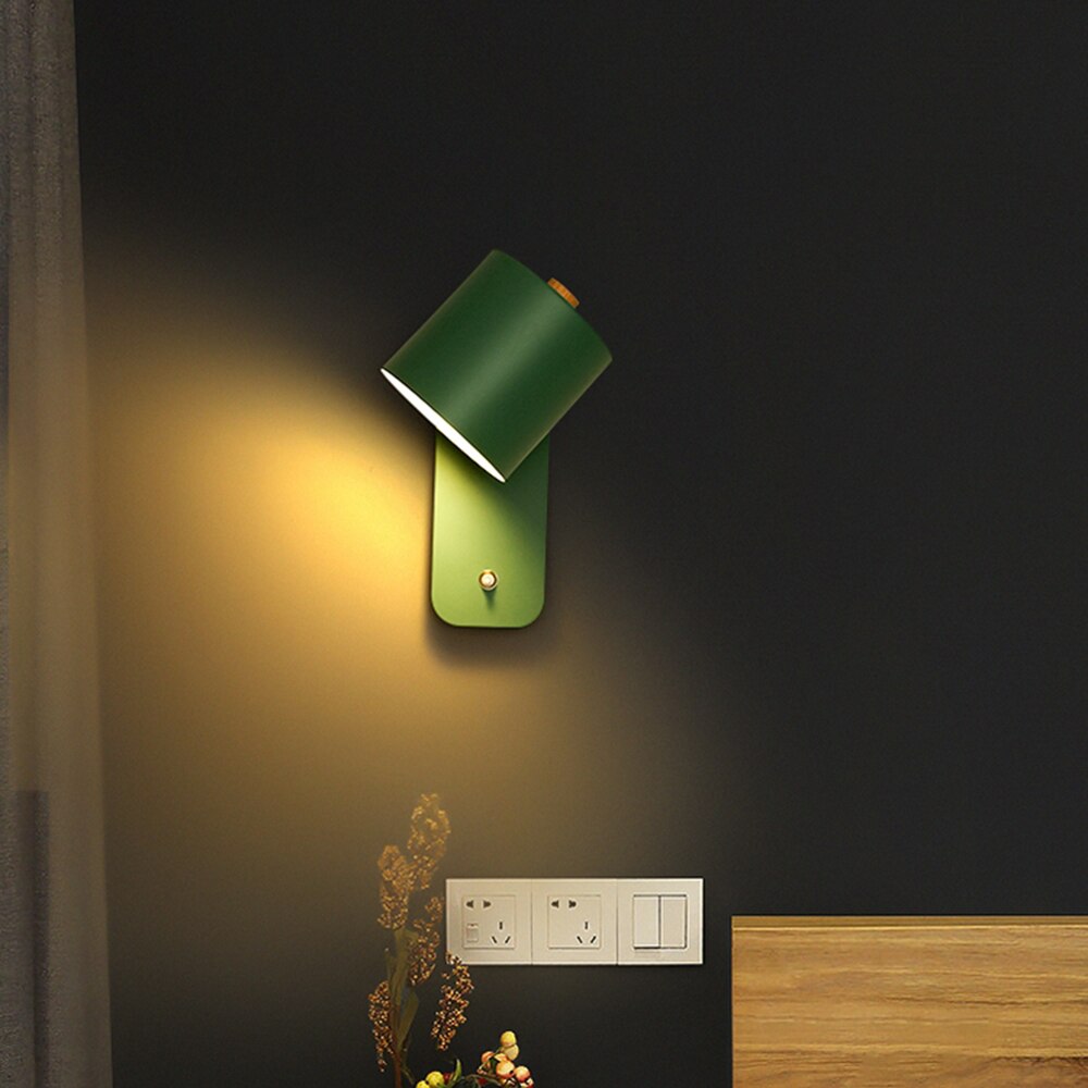 Wandlamp Led Metaal Draaibaar Schakelaar Wit Grijs Groen Slaapkamer Woonkamer Gang Modern