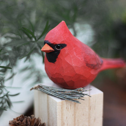 Handgesneden Houten Vogelfiguurtje Scandinavische Stijl Roodborstje Decoratie