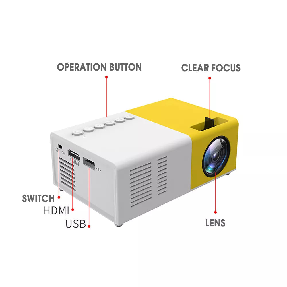 Compacte Mini-Beamer met LED-Projectie – Draagbaar Home Cinema Systeem voor Films en Series