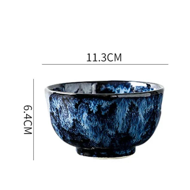 10-Delig Serviesgoed Set Melkwegstelsel Design Blauw Keramiek voor Dagelijks Gebruik en Feestdagen