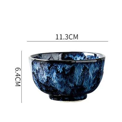 10-Delig Serviesgoed Set Melkwegstelsel Design Blauw Keramiek voor Dagelijks Gebruik en Feestdagen