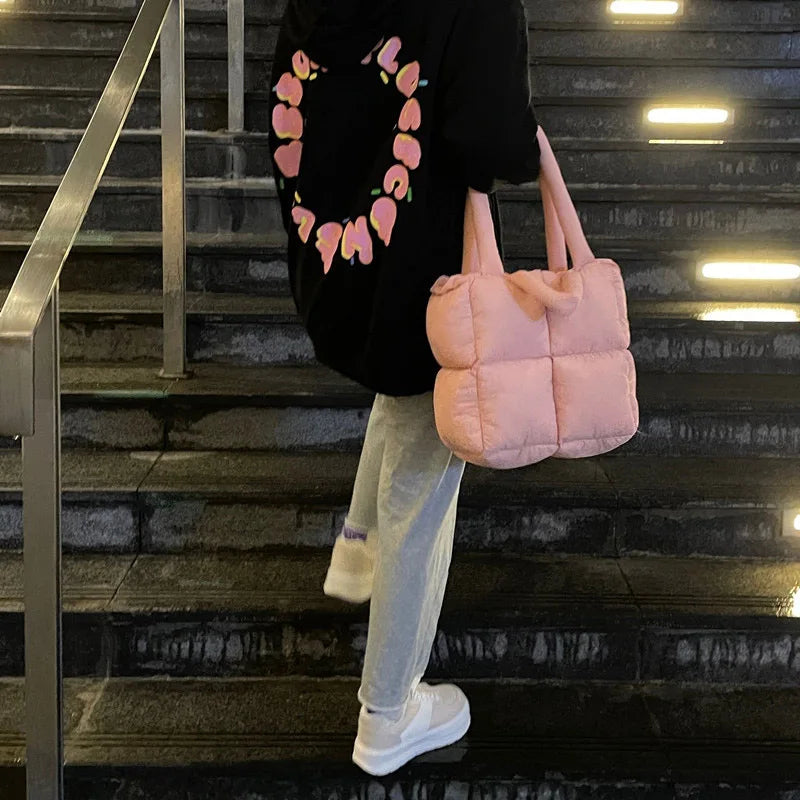 Witte Winter Tote Tas Grote Capaciteit
