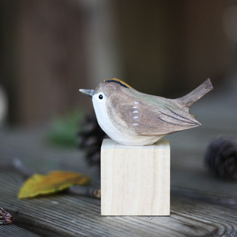 Handgesneden Houten Vogelfiguurtje Scandinavische Stijl Roodborstje Decoratie