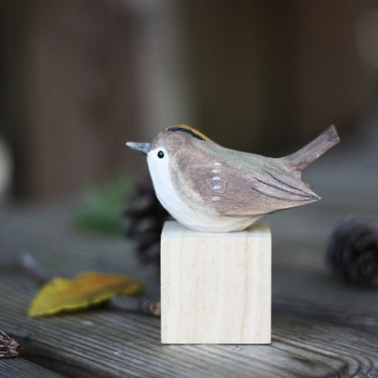 Handgesneden Houten Vogelfiguurtje Scandinavische Stijl Roodborstje Decoratie