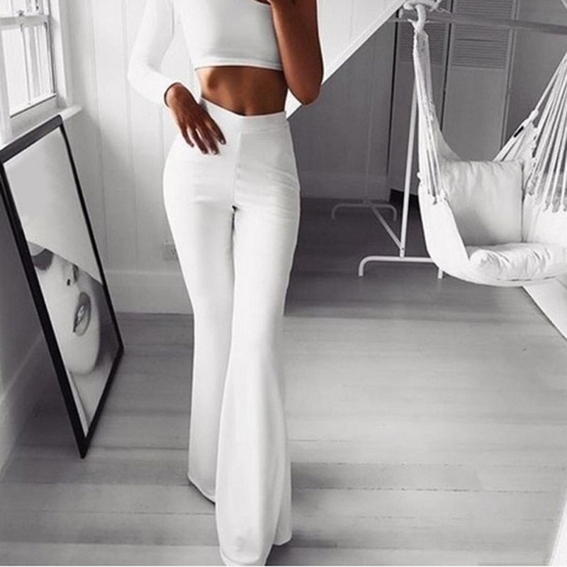 Hoge Taille Dames Flared Broek Wijd Been Stijl