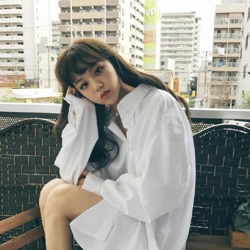 Dames Oversized Blouse Wit Loose Fit - StudioMarella