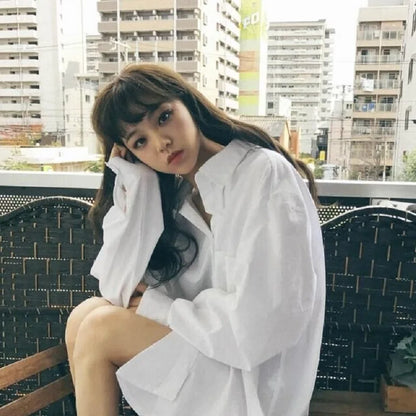 Dames Oversized Blouse Wit Loose Fit - StudioMarella