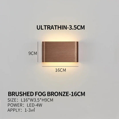 Ultra-dunne design wandlamp APHRODITE — moderne aluminium LED-wandverlichting met acryl kap