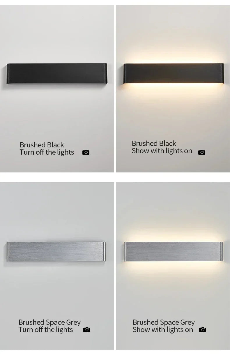 Ultra-dunne design wandlamp APHRODITE — moderne aluminium LED-wandverlichting met acryl kap