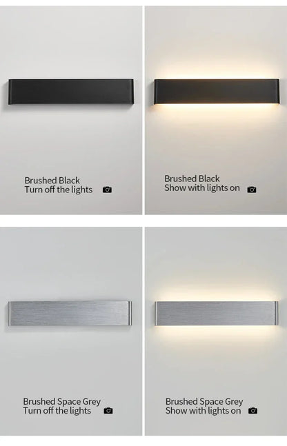 Ultra-dunne design wandlamp APHRODITE — moderne aluminium LED-wandverlichting met acryl kap