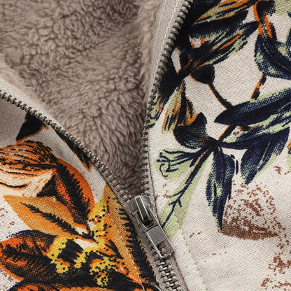 Damesjas Bloemenprint Warm en Comfortabel voor Herfst/Winter