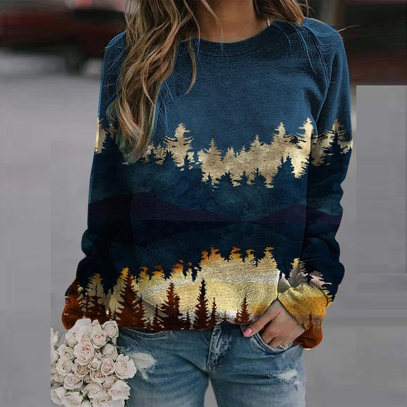 Dames Trui Warm en Comfortabel met Natuurlijke Print