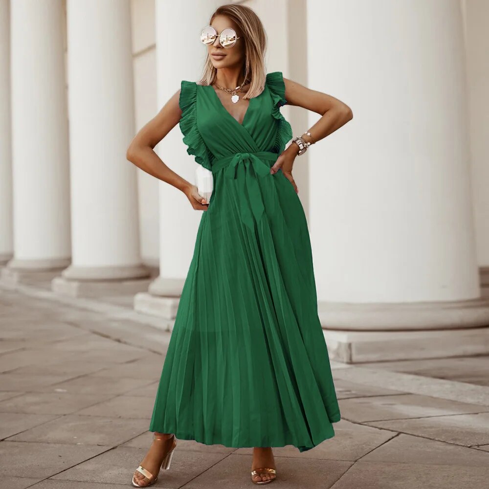 Vrouwelijke Zomerjurk Ruches en Plooien Vintage Look
