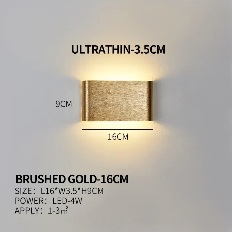 Ultra-dunne design wandlamp APHRODITE — moderne aluminium LED-wandverlichting met acryl kap