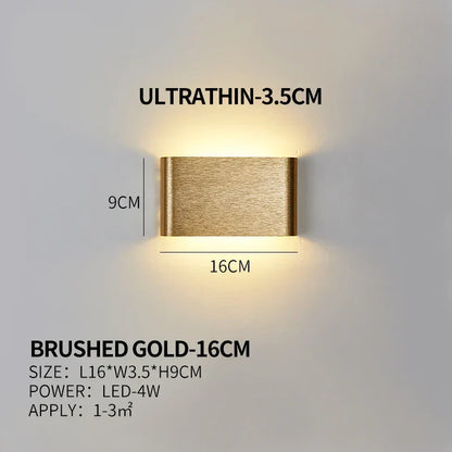 Ultra-dunne design wandlamp APHRODITE — moderne aluminium LED-wandverlichting met acryl kap